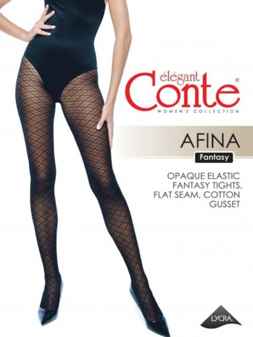 Conte Afina 30 Den - Fantasy Women's Tights with a geometric diamond pattern